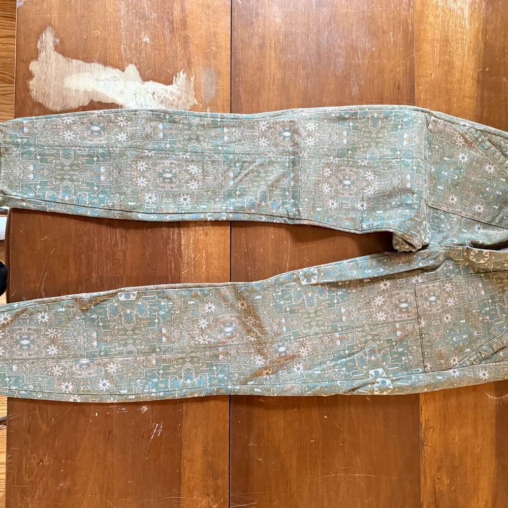 Anthropologie Skinny Pants - Green and Brown Pattern